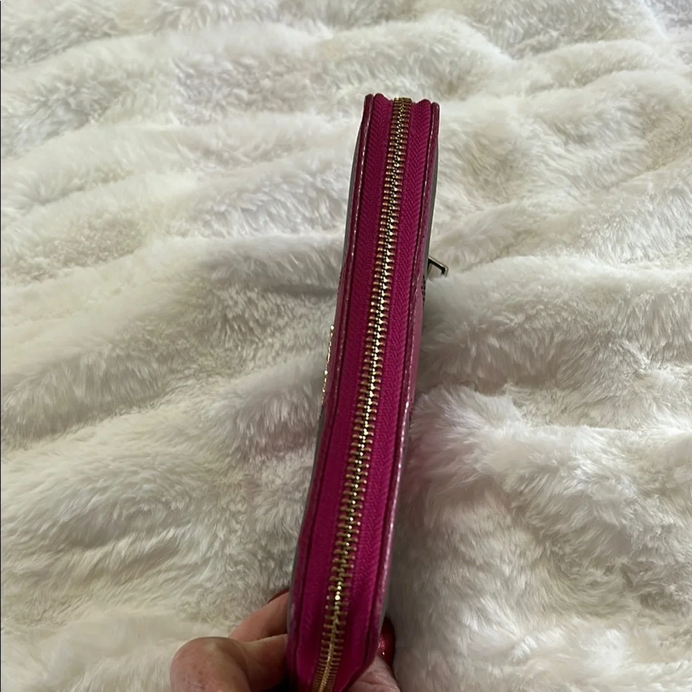 Coach Brown and Pink Signature Canvas Wallet